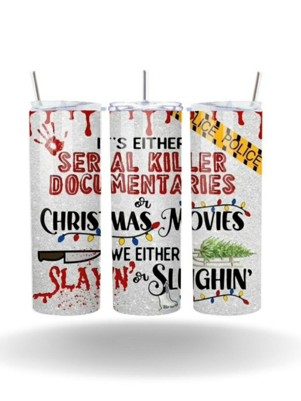 Novelty Stainless Tumbler - Serial Killer Documentaries & Christmas Movies